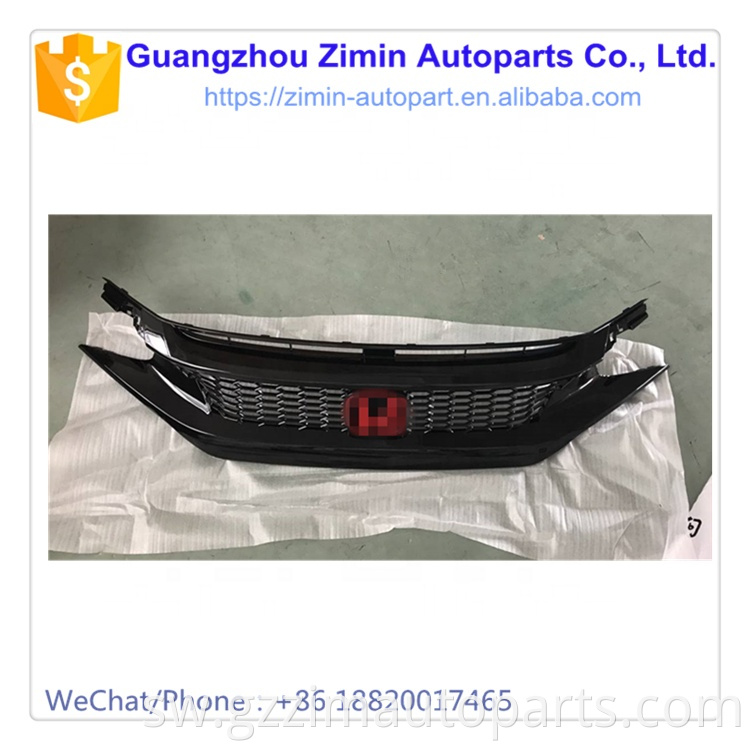 Black Abs Plastic Refit Front Protect Middle Grille For Civic 20163
